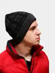 Серый шапка мужская / Шапка бини / Зимняя шапка