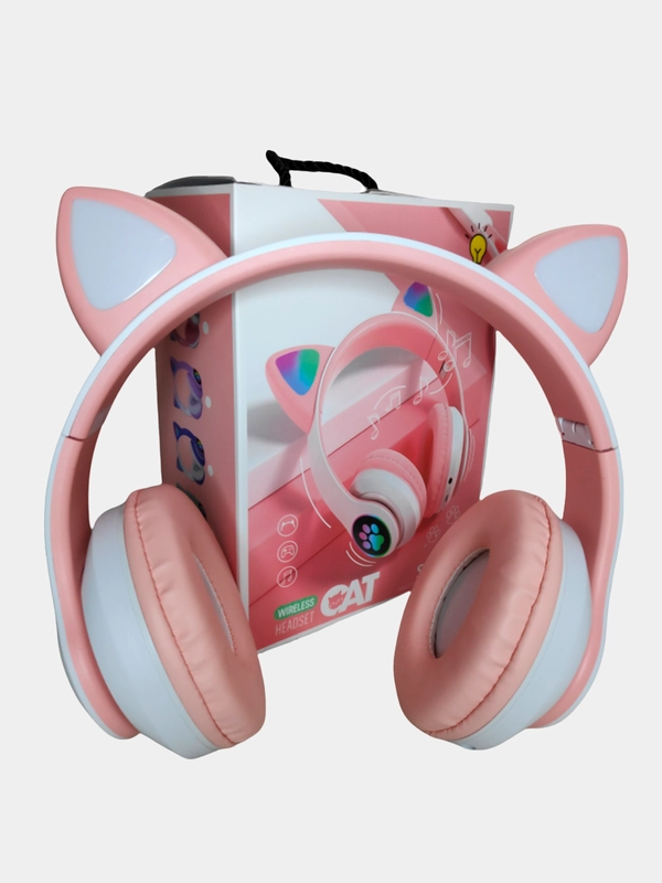 Беспроводные Bluetooth наушники с кошачьими светящимися ушками Cat Ear