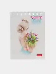 Белый блокнот 7,40*10,5 60 листов в клетку на гребне Happy time обложка мелованный картон