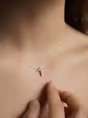 Хром чокер со стразой на леске, с подвеской, подвеска на леске