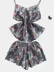 Пижама женская, шелковая, с шортиками