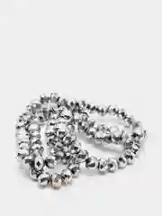 Серебряный бусины стеклянные, бусины с гранями, 6мм