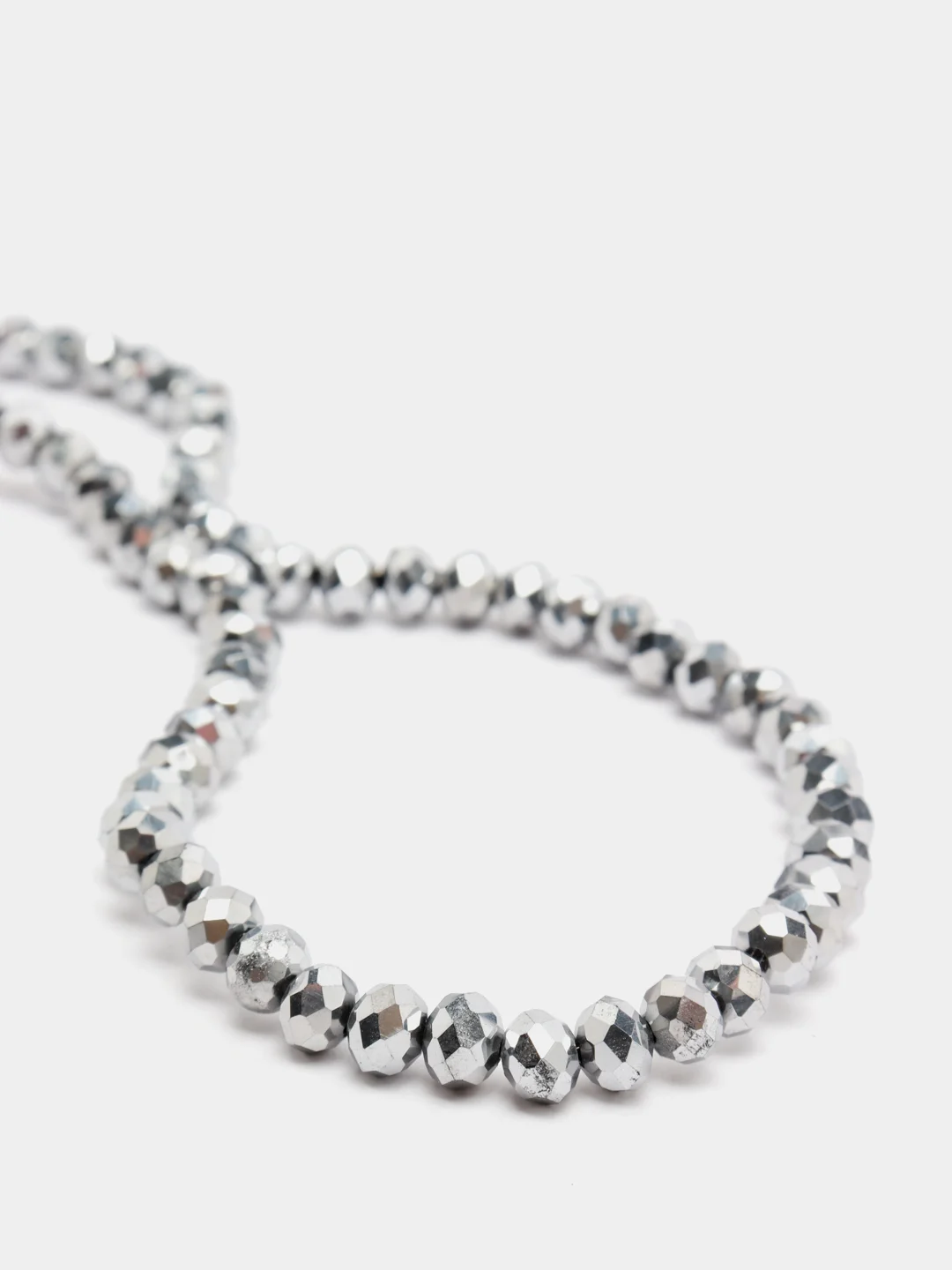Серебряный бусины стеклянные, бусины с гранями, 6мм