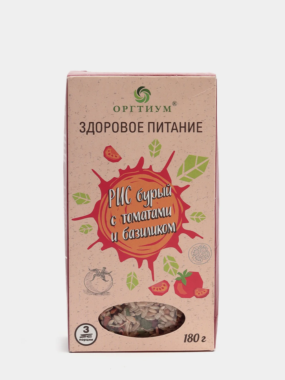 Рис бурый с томатом и базиликом, 180 гр