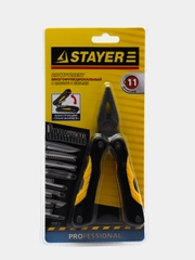 Мультитул STAYER "11 в 1" + набор бит, многофункциональные плоскогубцы пассатижи