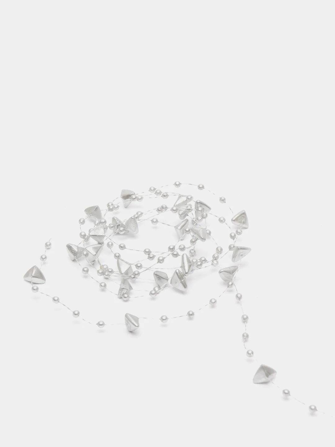 Серебряный бусины на леске, 1,5 м