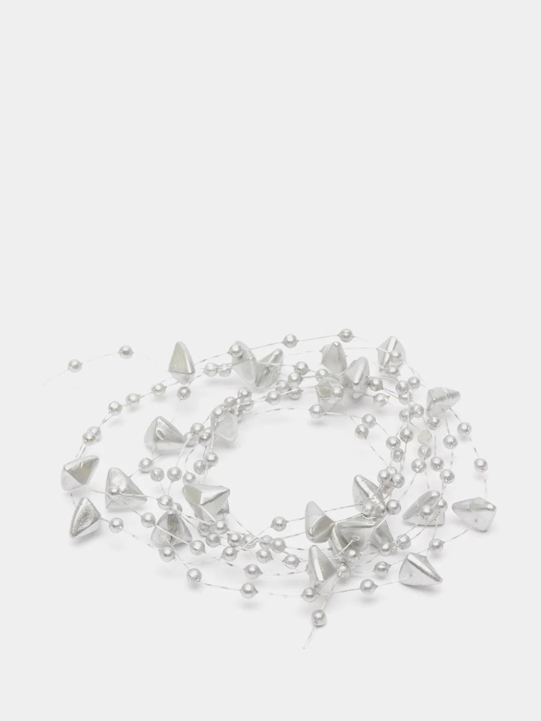 Серебряный бусины на леске, 1,5 м