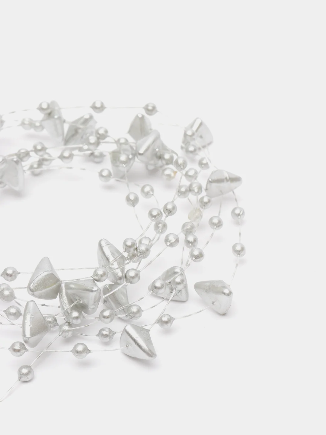 Серебряный бусины на леске, 1,5 м