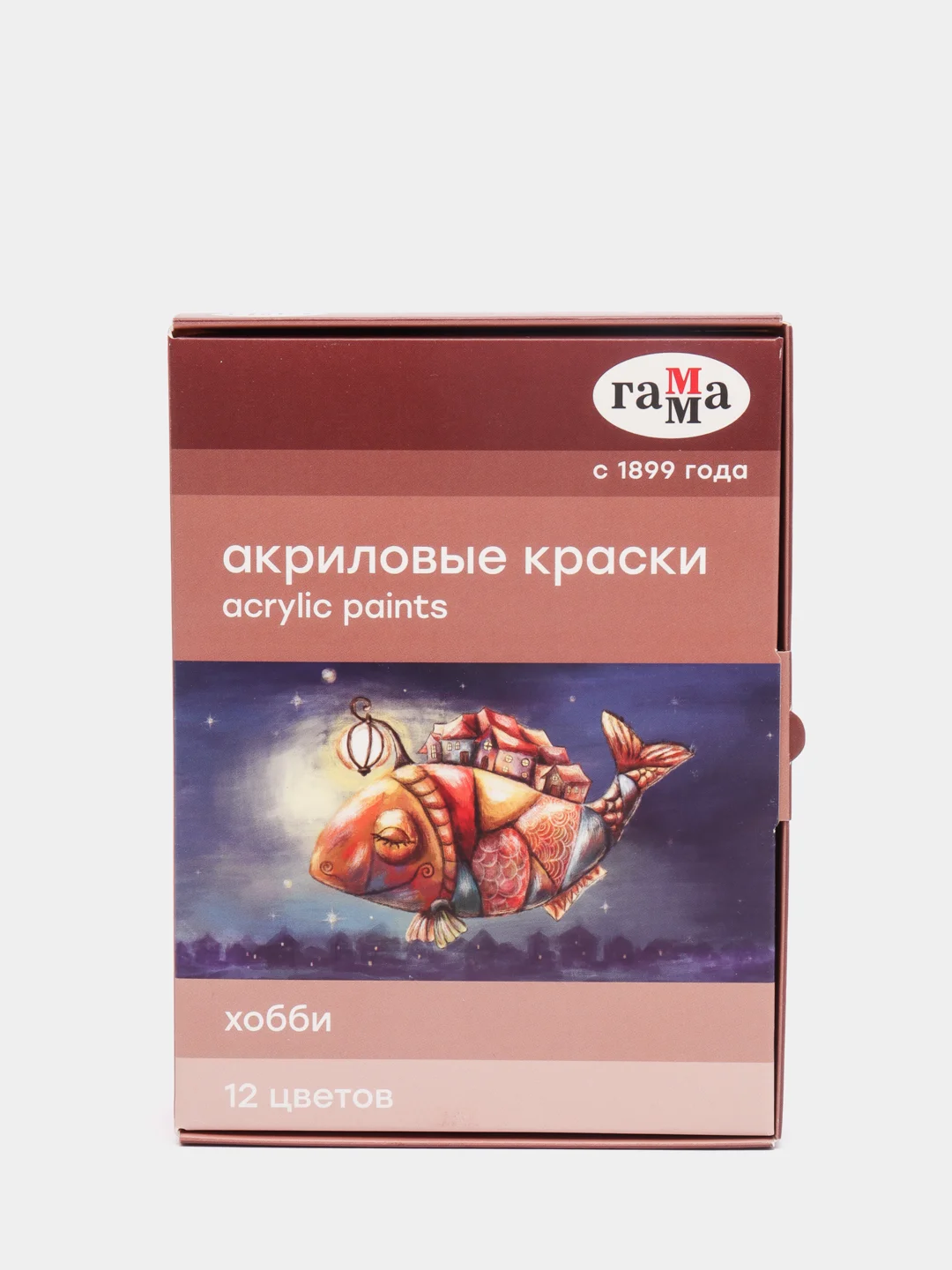 Краски акриловые декоративные Гамма "Хобби", 12 цветов, 20 мл, картон. упак