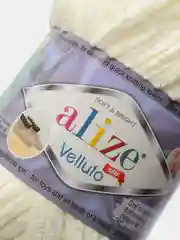 Молочный плюшевая пряжа Alize Velluto (Ализе Веллуто)
