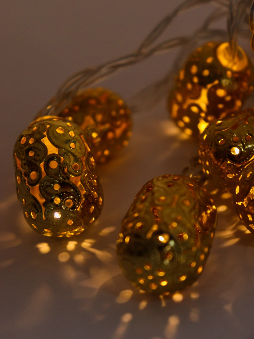 Гирлянда электрическая 2м, 10LED,  в форме "Фонарь", шампань, 2хАА, металл