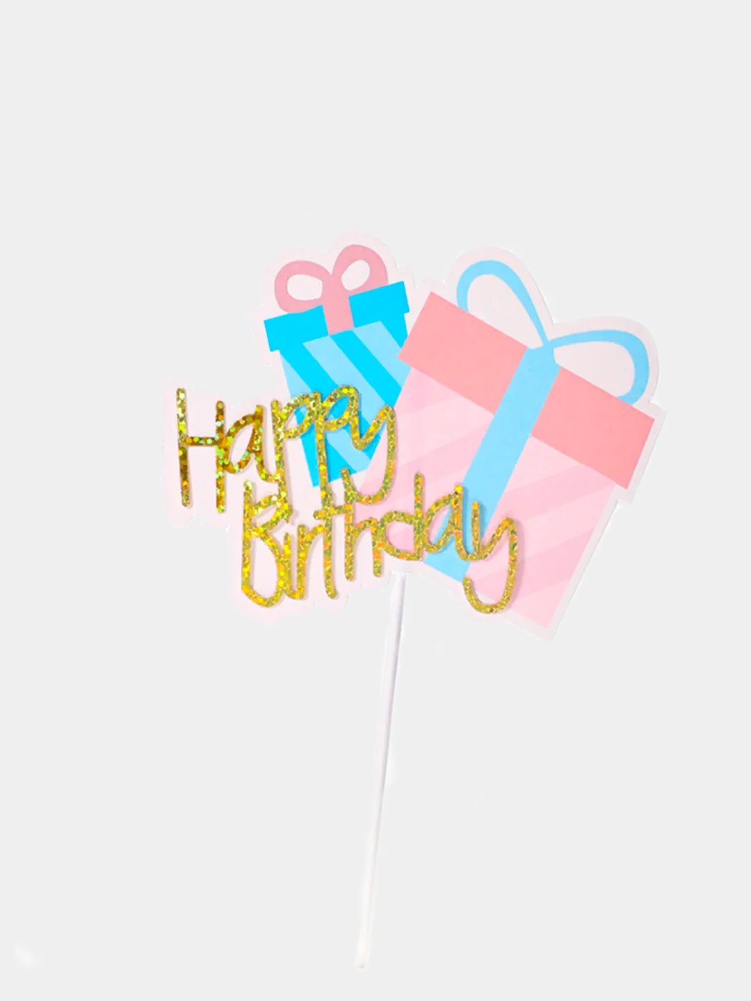 Алый топпер для украшения торта "Happy Birthday"