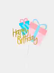 Алый топпер для украшения торта "Happy Birthday"