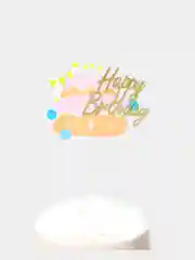 Белый топпер для украшения торта "Happy Birthday"