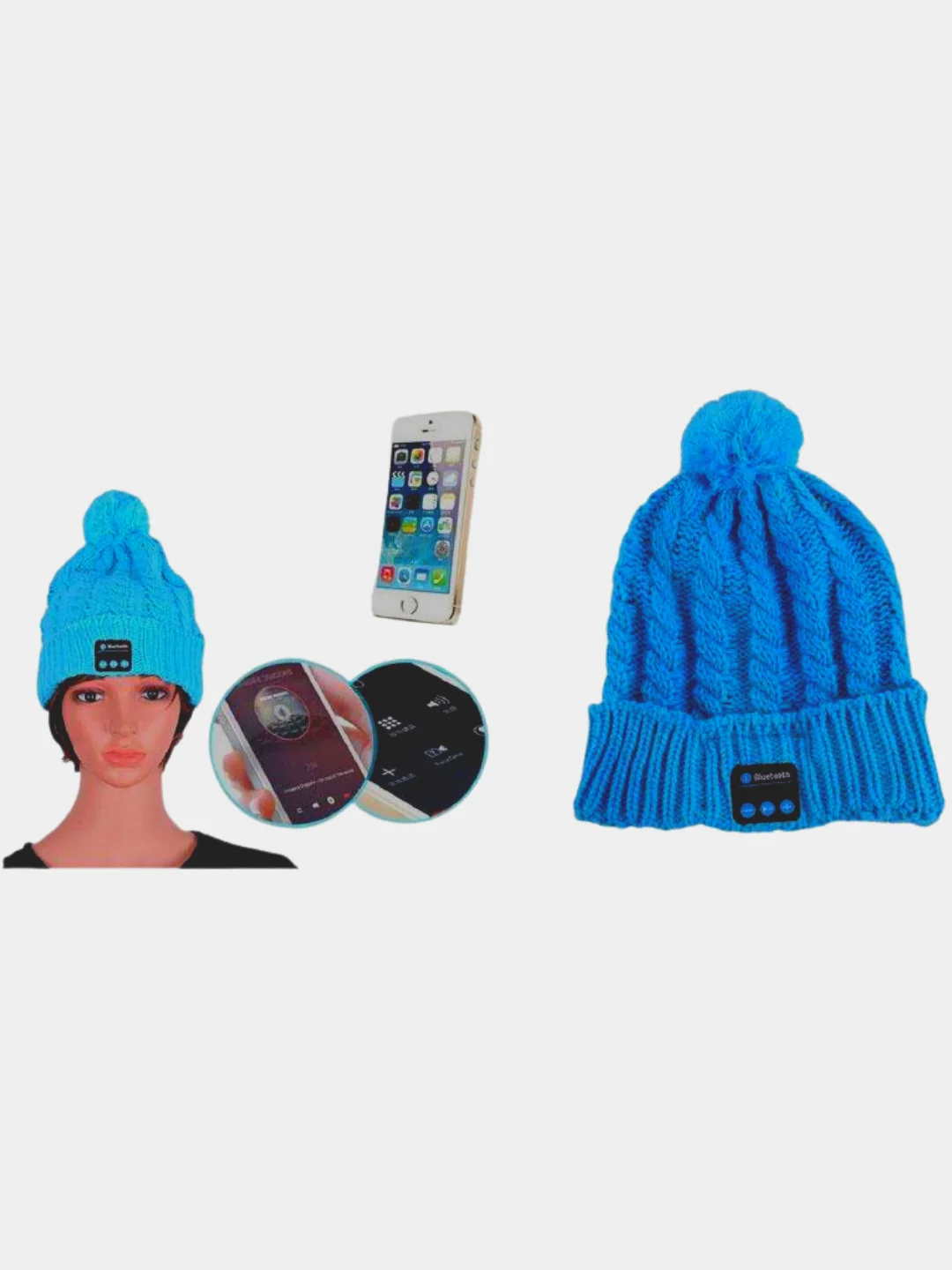 Синий зимняя шапка с Bluetooth-гарнитурой