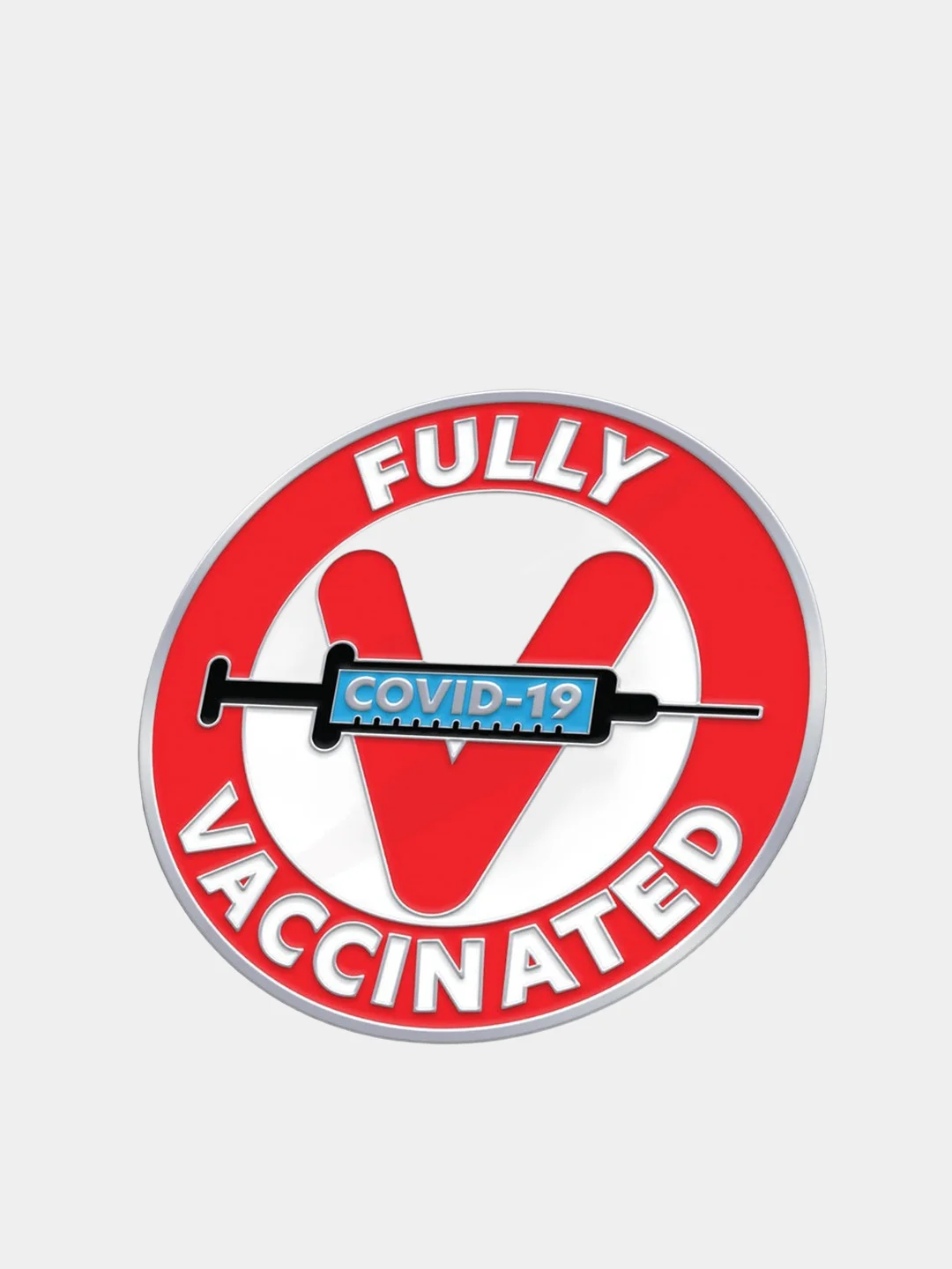 Желтый значок (пин) "Vaccinated" металлический