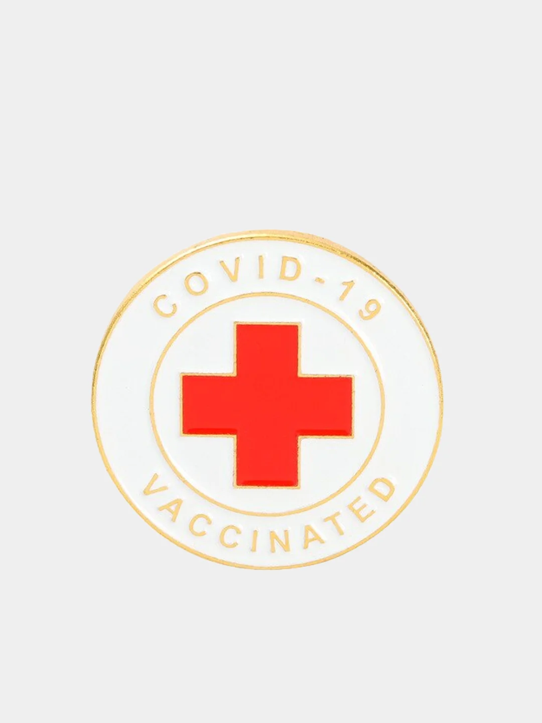 Белый значок (пин) "Vaccinated" металлический