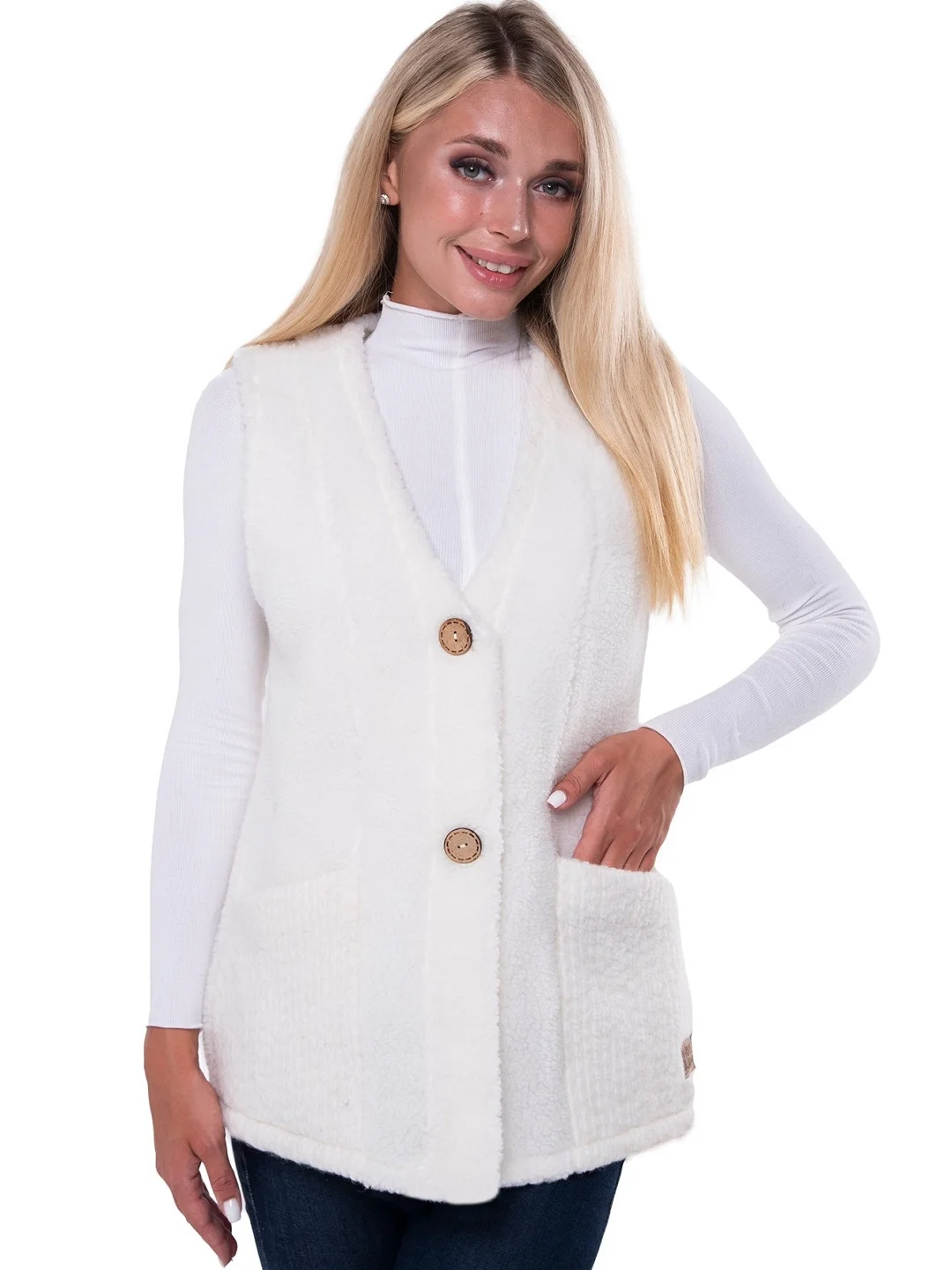 Белый жилет Woollamb из облегченного меха