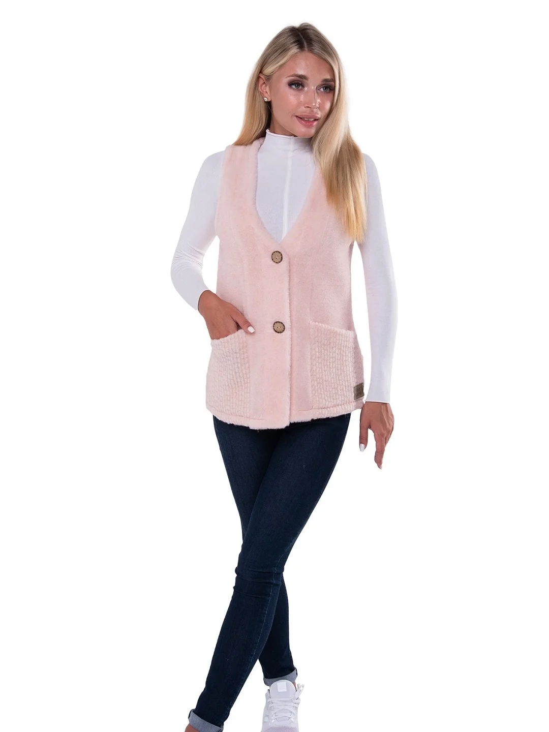 Пудровый жилет Woollamb из облегченного меха