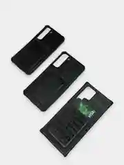 Черный чехол Samsung Galaxy S22, S22 Plus, S22 Ultra, Галакси С22, под кожу с карманом для карты