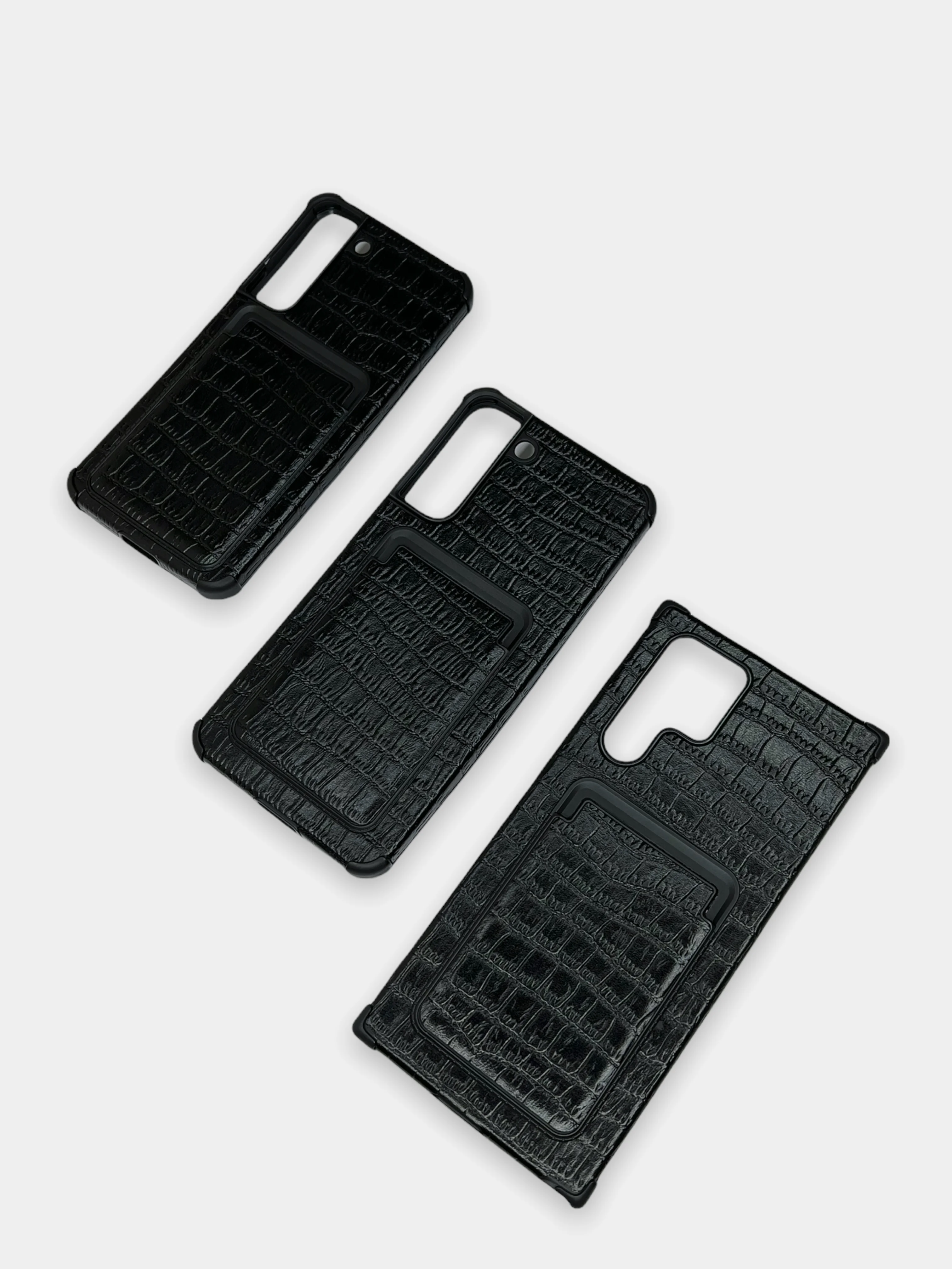 Черный чехол Samsung Galaxy S22, S22 Plus, S22 Ultra, Галакси С22, под кожу с карманом для карты