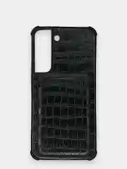 Черный чехол Samsung Galaxy S22, S22 Plus, S22 Ultra, Галакси С22, под кожу с карманом для карты