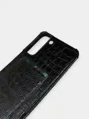 Черный чехол Samsung Galaxy S22, S22 Plus, S22 Ultra, Галакси С22, под кожу с карманом для карты