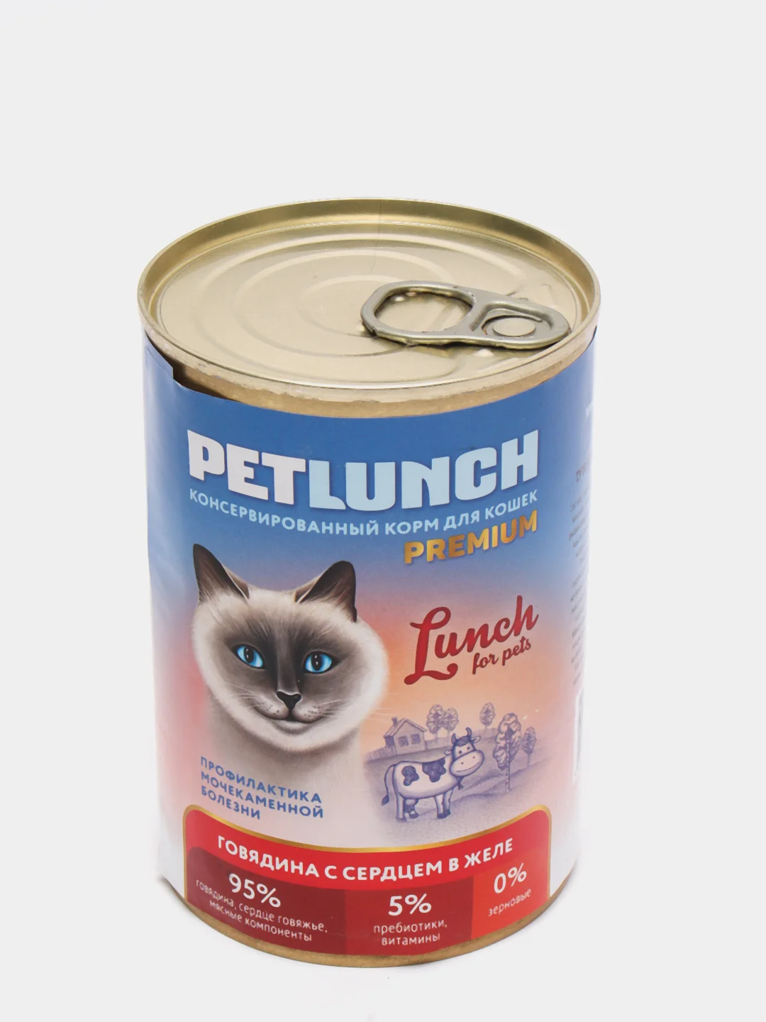 Корм для кошек Lunch for pets говядина с сердцем, кусочки в желе, консервы 400 гр
