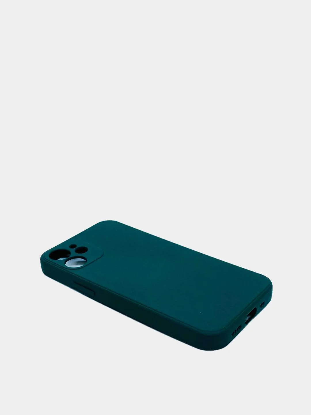 Тёмно-зелёный чехол для iPhone 12 12Pro 12ProMax 12mini силиконовый с бархоткой внутри