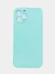 Бирюзовый чехол для iPhone 12 12Pro 12ProMax 12mini силиконовый с бархоткой внутри
