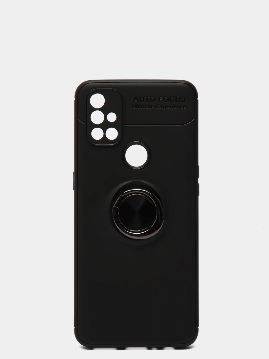 Черный чехол силиконовый противоударный с магнитным кольцом для OnePlus Nord N10 5G