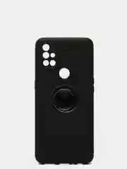 Черный чехол силиконовый противоударный с магнитным кольцом для OnePlus Nord N10 5G