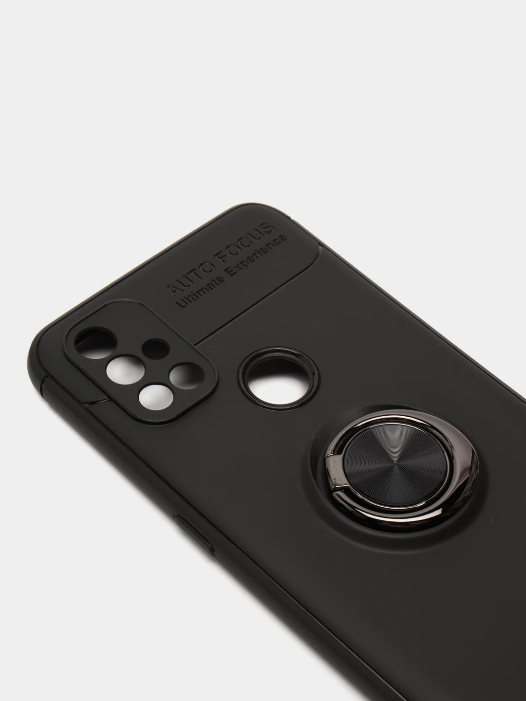 Черный чехол силиконовый противоударный с магнитным кольцом для OnePlus Nord N10 5G