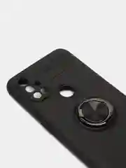 Черный чехол силиконовый противоударный с магнитным кольцом для OnePlus Nord N10 5G