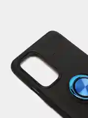 Темно-синий чехол силиконовый противоударный с магнитным кольцом для OnePlus 9