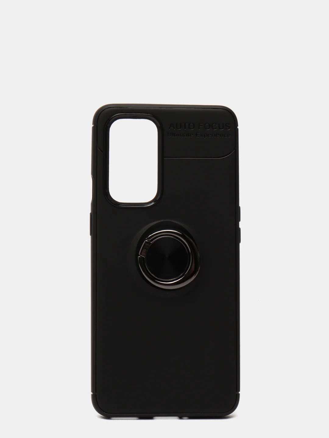 Черный чехол силиконовый противоударный с магнитным кольцом для OnePlus 9