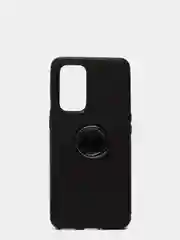 Черный чехол силиконовый противоударный с магнитным кольцом для OnePlus 9