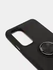 Черный чехол силиконовый противоударный с магнитным кольцом для OnePlus 9