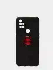 Багровый чехол силиконовый противоударный с магнитным кольцом для OnePlus Nord N10 5G