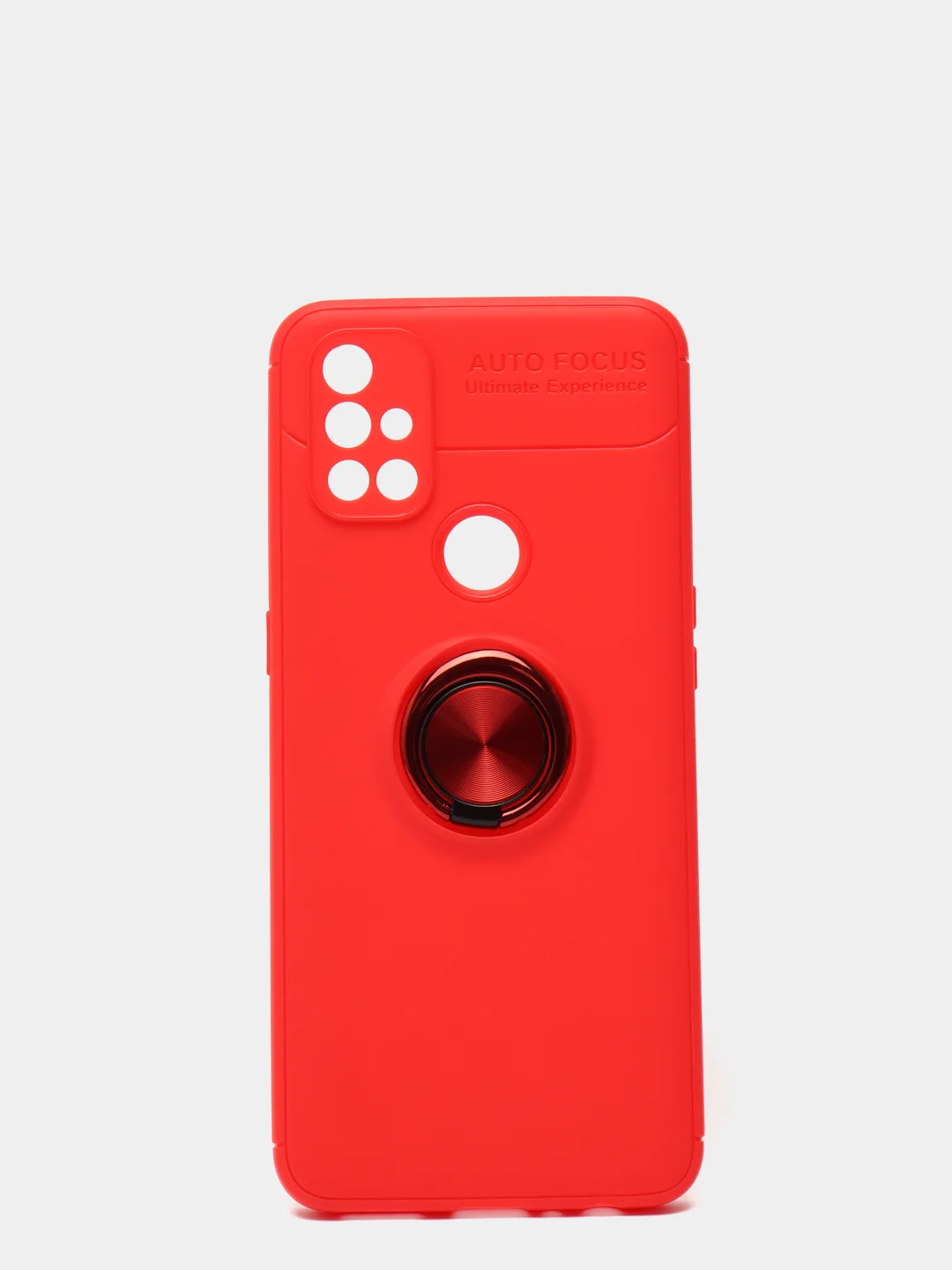 Красный чехол силиконовый противоударный с магнитным кольцом для OnePlus Nord N10 5G