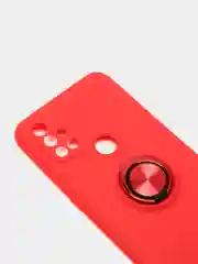 Красный чехол силиконовый противоударный с магнитным кольцом для OnePlus Nord N10 5G
