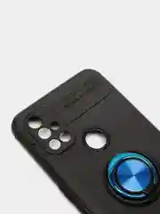 Темно-синий чехол силиконовый противоударный с магнитным кольцом для OnePlus Nord N10 5G