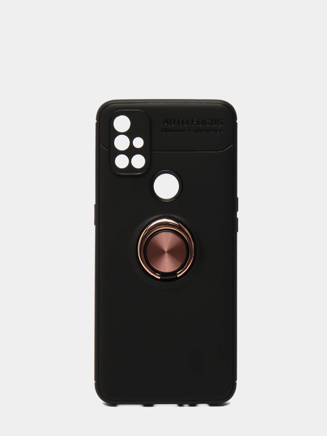 Золотой чехол силиконовый противоударный с магнитным кольцом для OnePlus Nord N10 5G