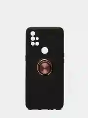 Золотой чехол силиконовый противоударный с магнитным кольцом для OnePlus Nord N10 5G