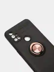 Золотой чехол силиконовый противоударный с магнитным кольцом для OnePlus Nord N10 5G