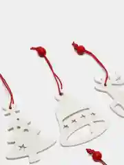 Серебряный набор деревянных ёлочных игрушек (6шт в упаковке)