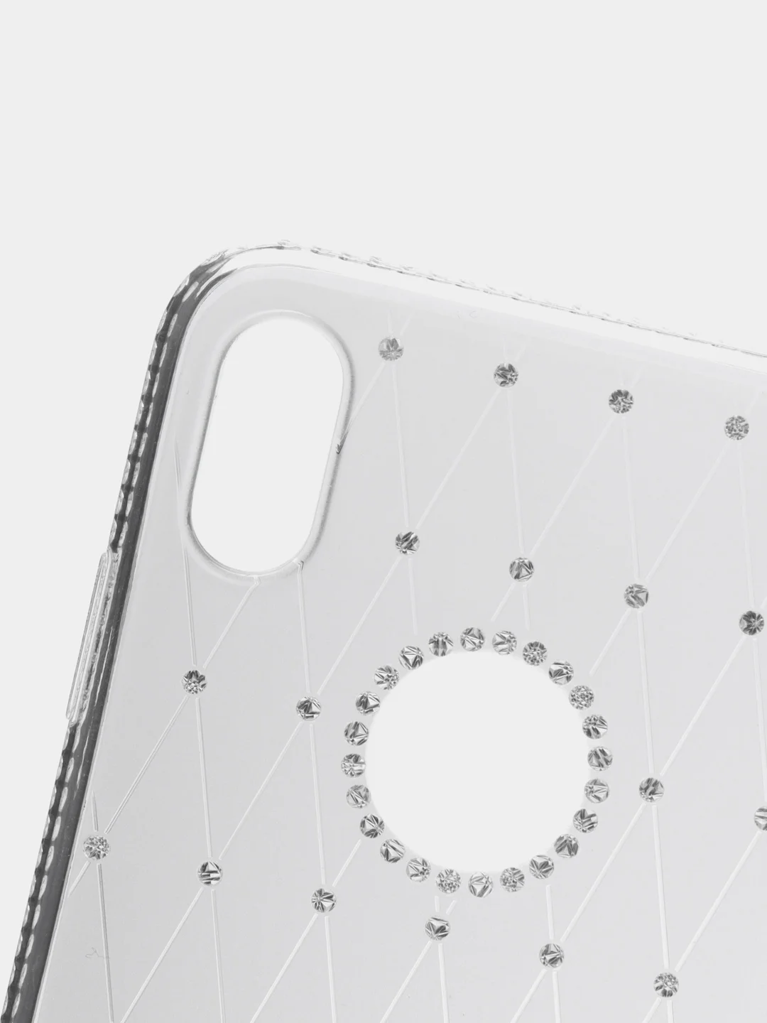 Серебряный чехол для Apple iPhone Xs Max, прозрачный, силиконовый, со стразами