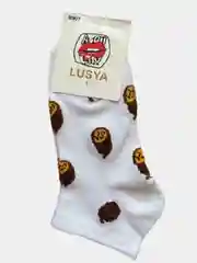 Белый женские носки с рисунком "фрукты", укороченные