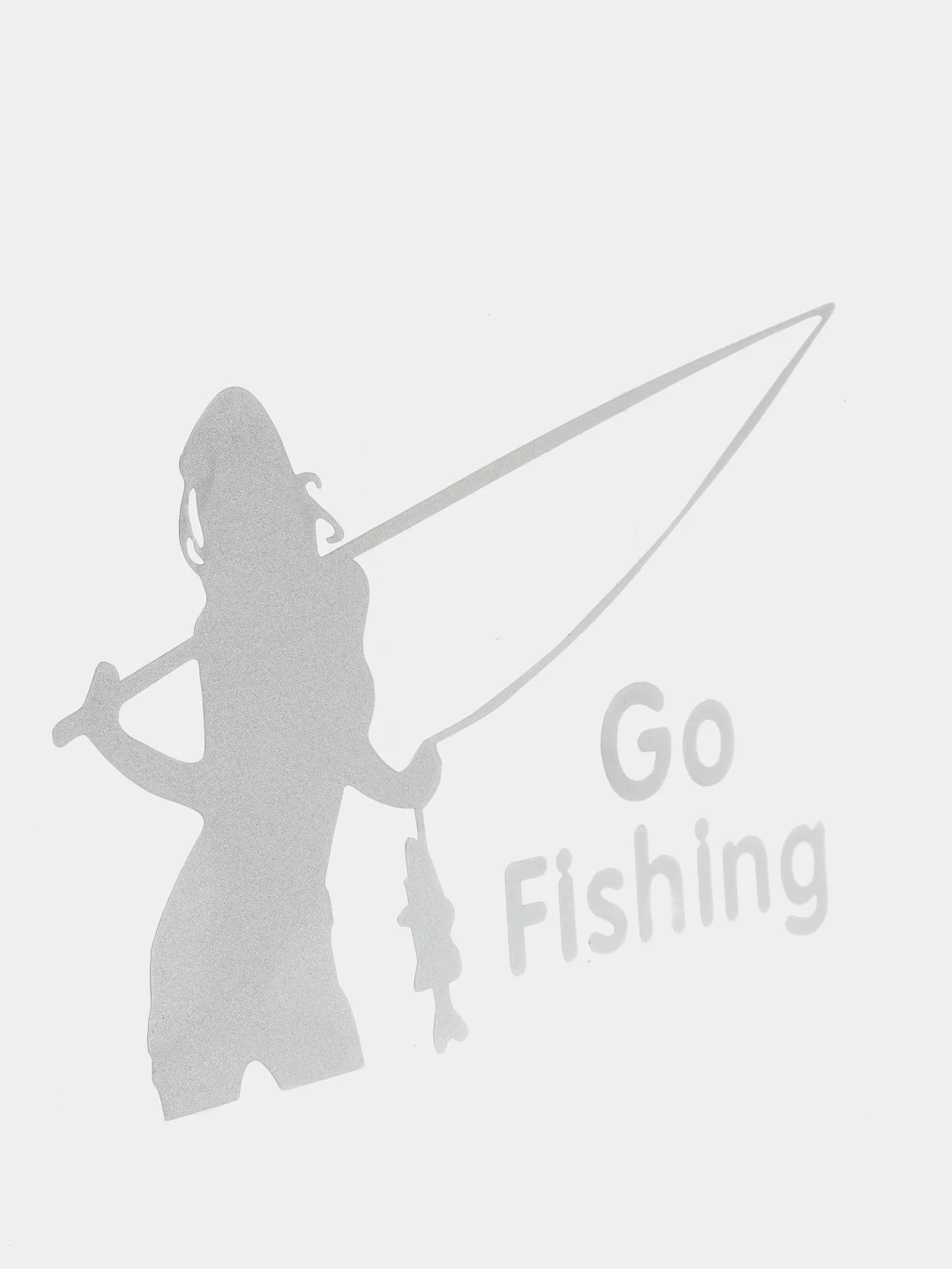 Белый наклейка на авто "Go fishing"