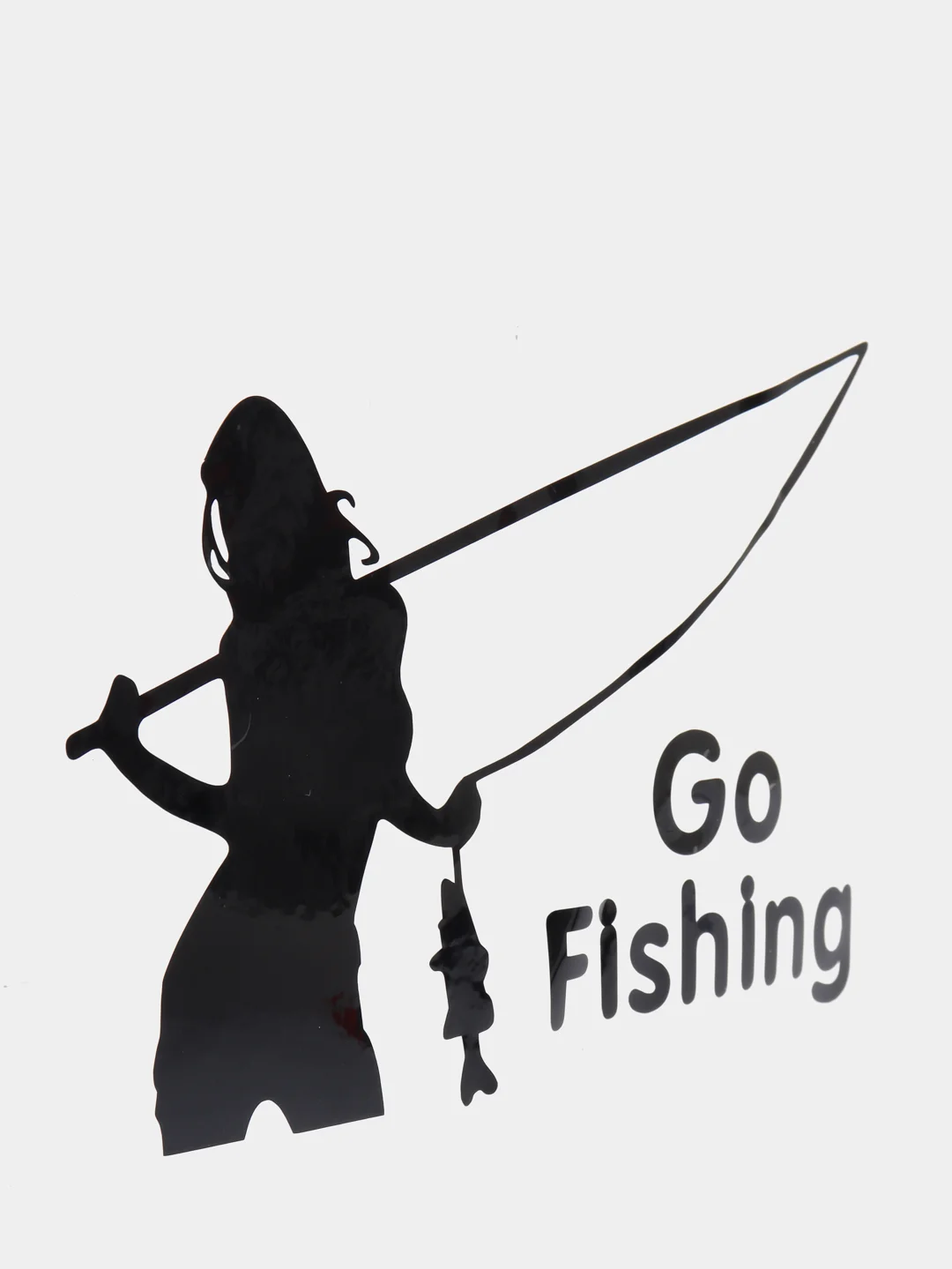 Черный наклейка на авто "Go fishing"
